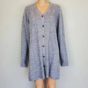 Karen Scott grey long sleeve button down cardigan sweater